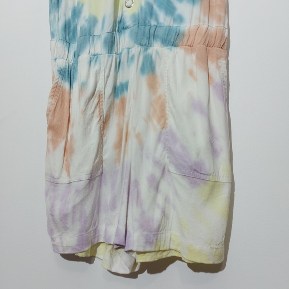 Chaser Tie Dye Heirloom Button Down Romper - Picture 4 of 16